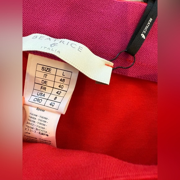 BeatriceB Tessuto Vibrant Red Italian Pants NWT MRSP $328 - Picture 10 of 12